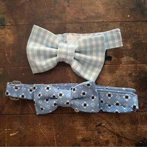 Blue Gingham Checkered and Patterned Bow Tie Set for Kids